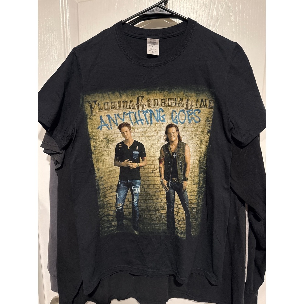 Florida Georgia Line Anything Goes Tour T-Shirt Black Graphic Country Music Sm